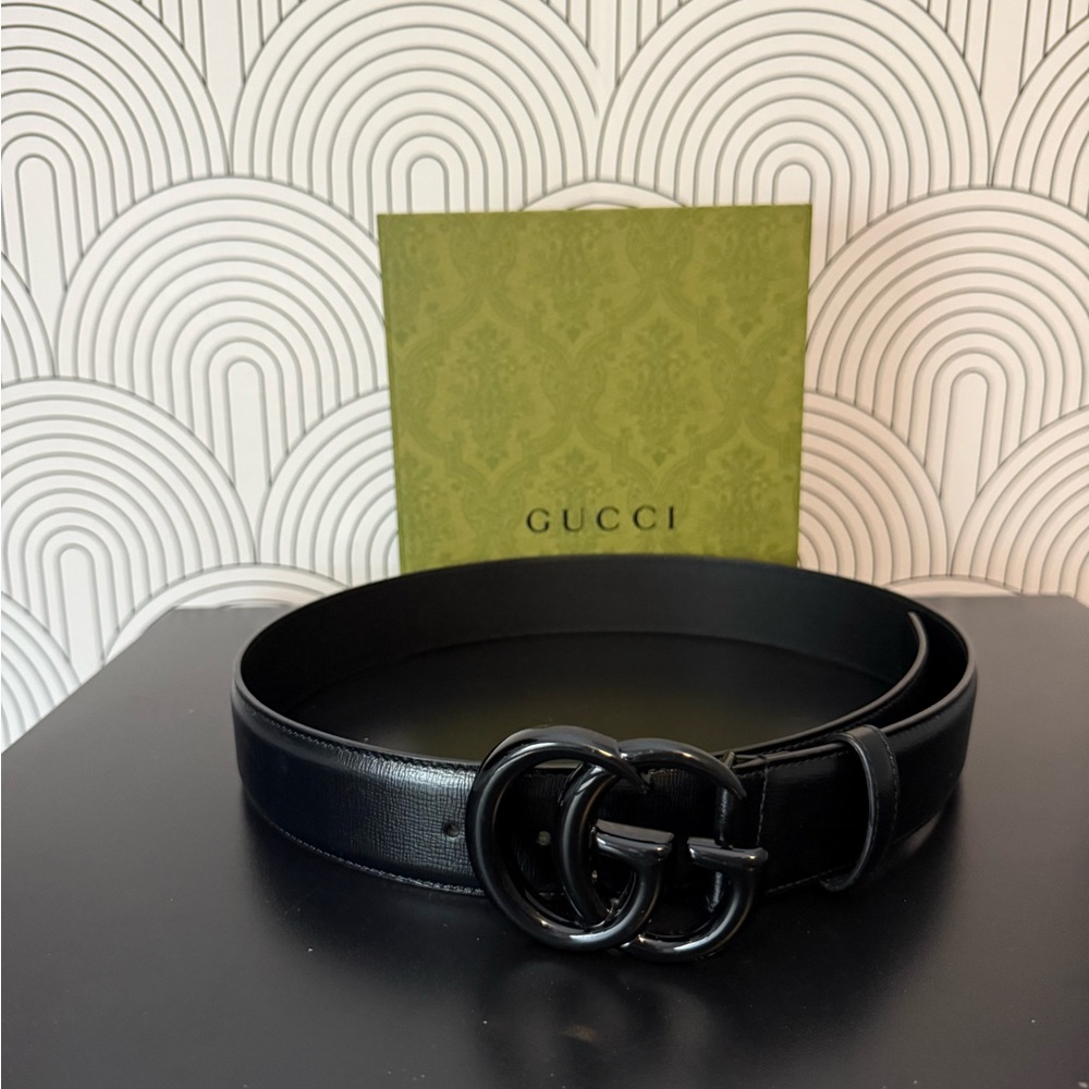 Gucci GG Black Leather Belt